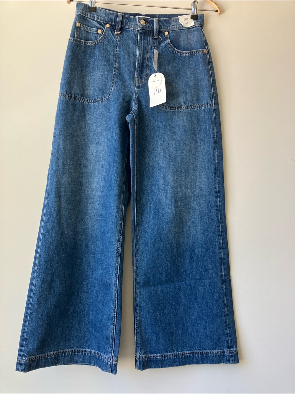 GAP X CULT GAIA High Waist Wide-Leg Indigo High-Rise Jeans Size 28 NWT